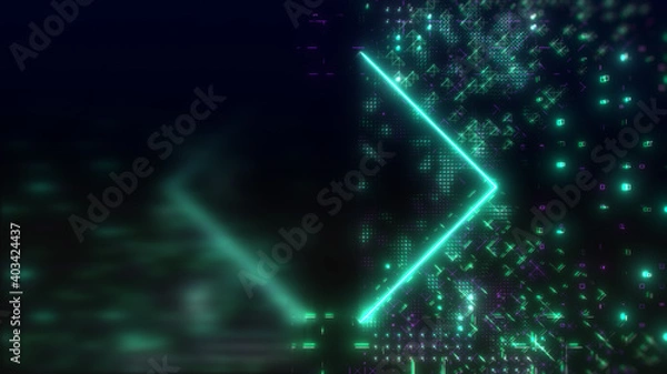 Fototapeta Futuristic interface digital background. High tech illustration. Neon hud