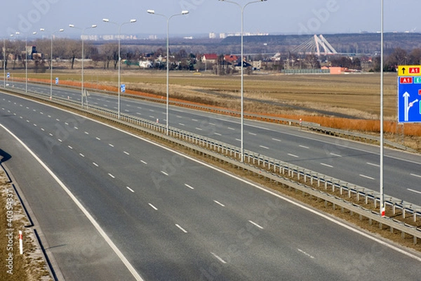 Fototapeta Empty A1 motorway in Poland