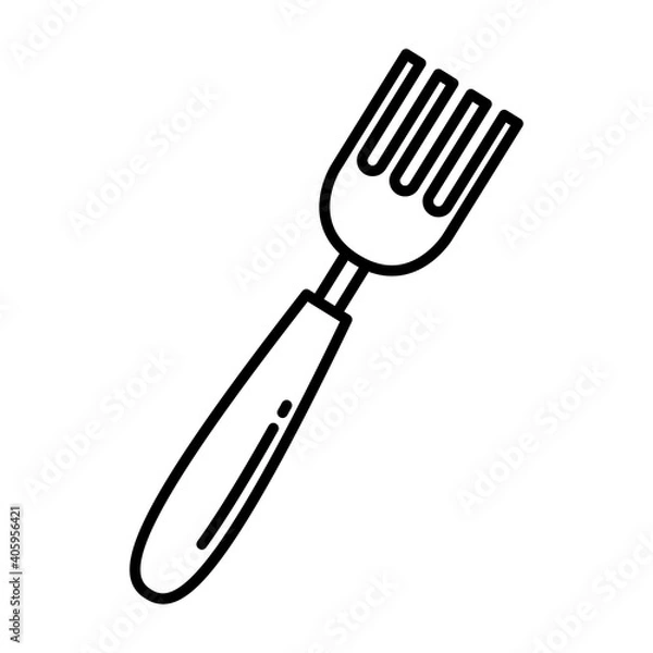 Fototapeta fork kitchen cutlery line style icon vector illustration design