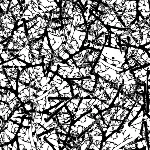 Fototapeta Seamless black and white abstract pattern. Grunge background monochrome repeating