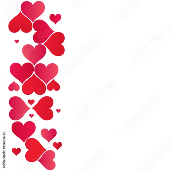 Fototapeta Valentine's Day. Red hearts. Abstract vector background. The holiday of lovers. Congratulation. Card. Border.