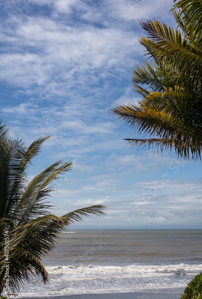 Fototapeta Image of the beaches and the Pacific Ocean in Bahía Málaga, Buenaventura, Valle del Cauca, Colombia. Blue sky.