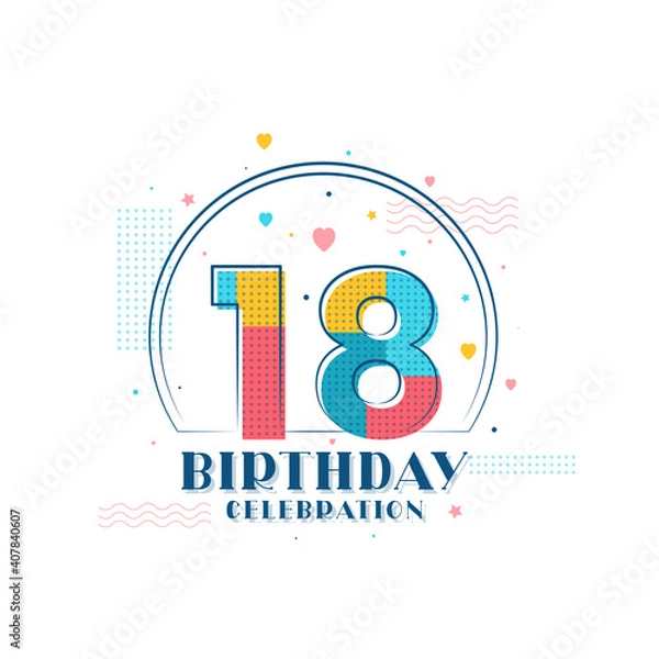 Fototapeta 18 Birthday celebration, Modern 18th Birthday design