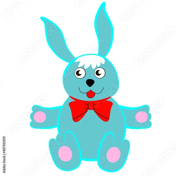 Fototapeta Cute cartoon rabbit with a bow tie.