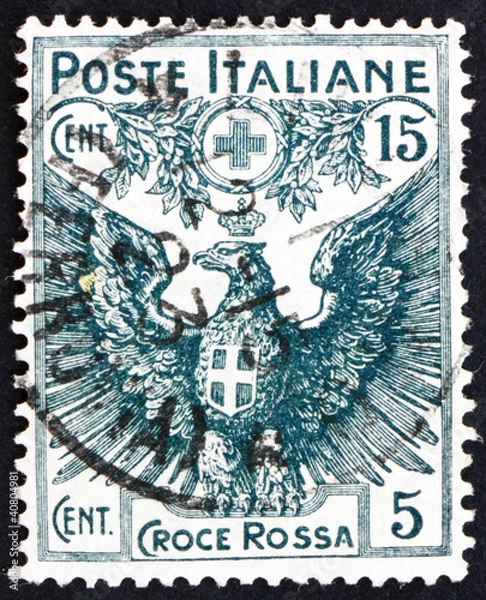 Fototapeta Postage stamp Italy 1915 Italian Eagle Bearing Arms of Savoy