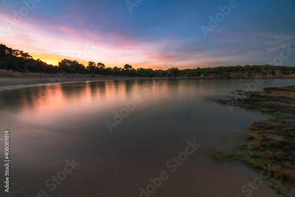 Fototapeta Cala Bassa Sunset. Ibiza island. Spain.