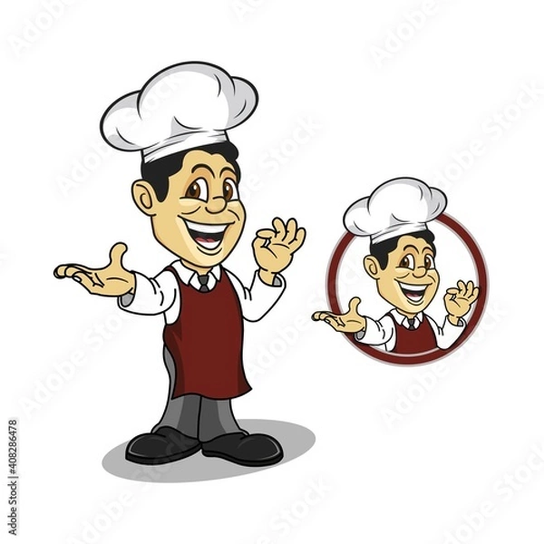 Fototapeta Vector icon Smiling chef cartoon character 