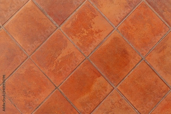 Fototapeta Brown porcelain floor tiles pattern and background seamless