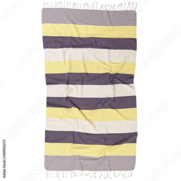 Fototapeta Beach fashion Turkish towels isolated cutout on white background with striped patterns