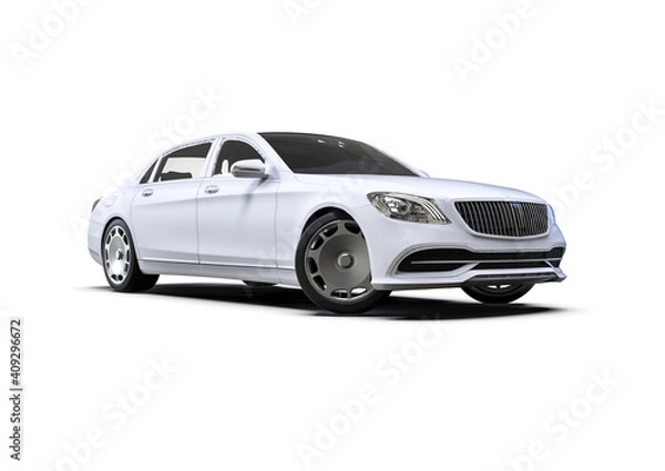 Fototapeta 3D render image representing a high class limousine in white 