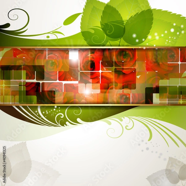 Fototapeta Background with leaf and flowers