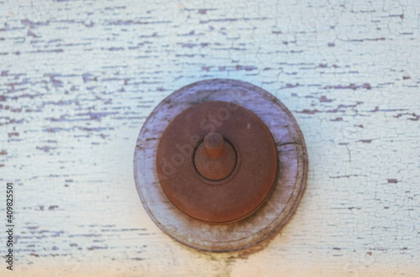 Fototapeta close up of rusty door bell