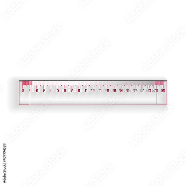 Obraz Paper cut Ruler icon isolated on white background. Straightedge symbol. Paper art style. Vector.