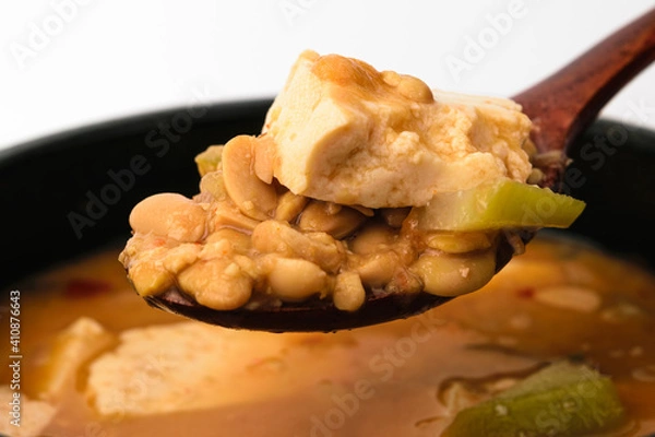 Fototapeta Cheonggukjang stew on a white background