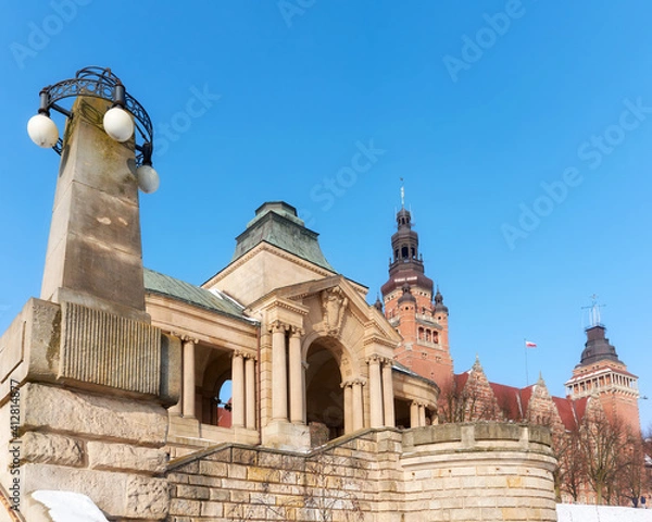 Fototapeta Chrobry Embankment (Haken Terrace) in winter, Szczecin, Poland.