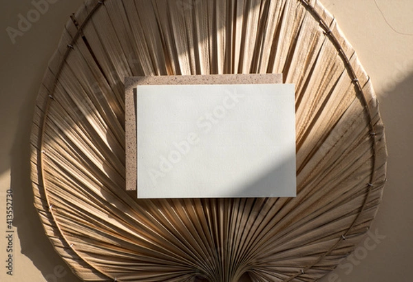 Fototapeta Blank white natural uncoated invitation Card