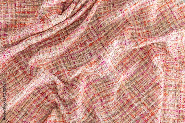 Fototapeta wrinkled red dense fabric with a relief