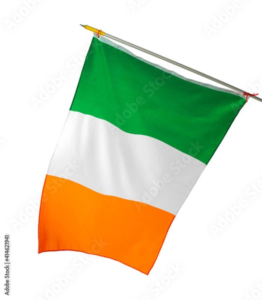 Fototapeta National flag of Ireland isolated on white background