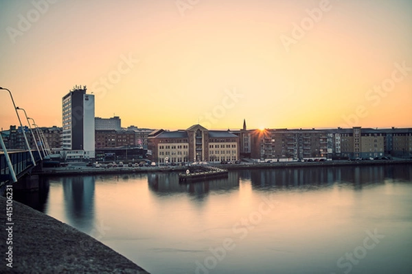 Fototapeta landscape of a small city in denmark