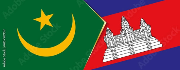 Fototapeta Mauritania and Cambodia flags, two vector flags.