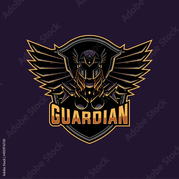 Fototapeta guardian angel warrior mascot and esport logo