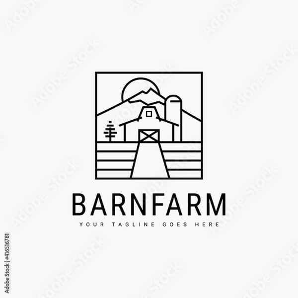 Fototapeta Line art barn minimalist logo vector template illustration design