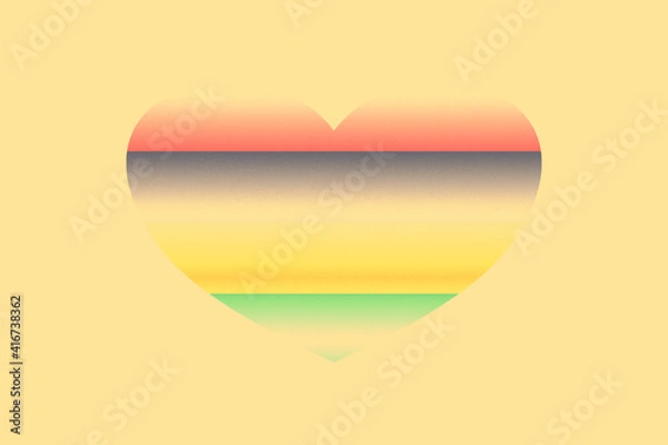 Fototapeta Abstract flag of Mauritius in grunge heart shaped. Pastel background. Grain.