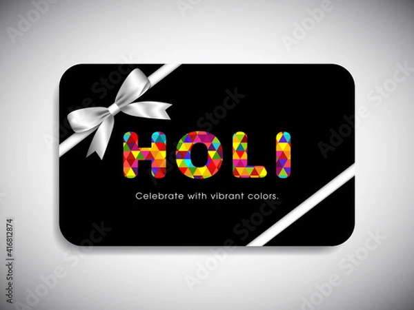 Fototapeta Gift card of Holi Festival with colorful intricate calligraphy vector.