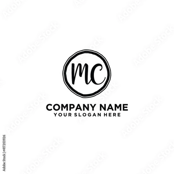 Fototapeta Letter MC Beautiful handwriting logo