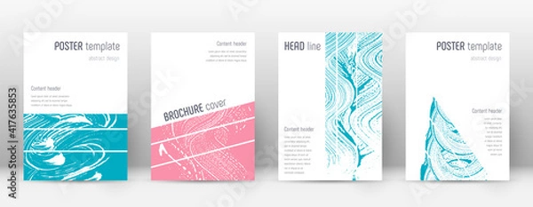 Fototapeta Cover page design template. Geometric brochure layout. Bold trendy abstract cover page. Pink and blu