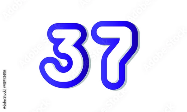 Fototapeta 37 Cool Modern Blue 3D Number Logo