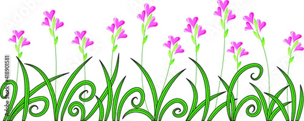 Fototapeta vector drawing flowers garden wall paper background