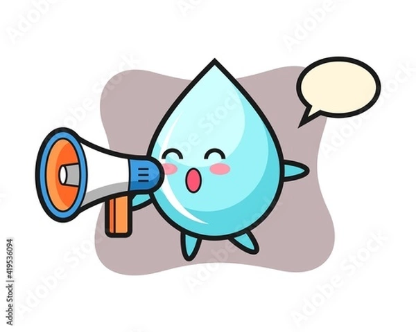 Fototapeta Water drop character illustration holding a megaphone