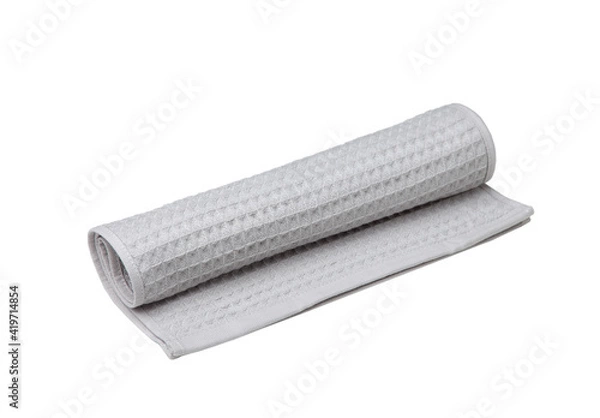 Fototapeta 
Gray rolled up cloth napkin isolated on white backdrop