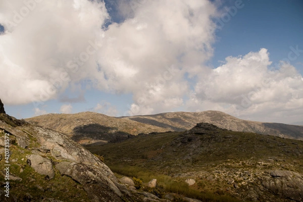 Fototapeta Mountain landscape of highland and meadows