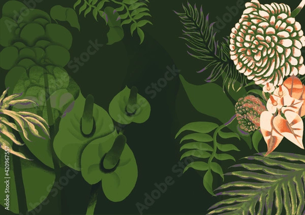 Fototapeta Plant flower illustration with green background