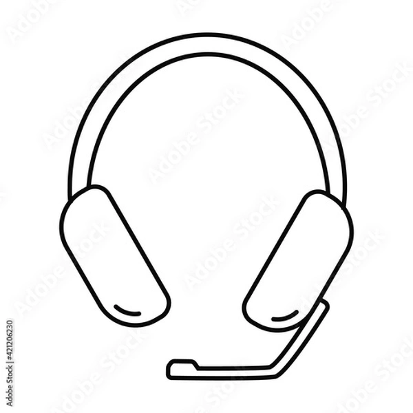 Fototapeta Headset with microphone line icon. Vector illustration isolated on white background