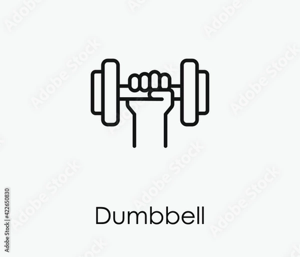 Fototapeta Dimbbell vector icon.  Editable stroke. Linear style sign for use on web design and mobile apps, logo. Symbol illustration. Pixel vector graphics - Vector