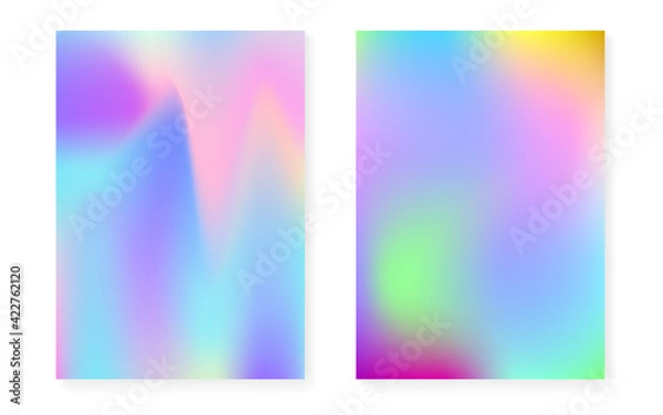 Fototapeta Holographic gradient background set with hologram cover.