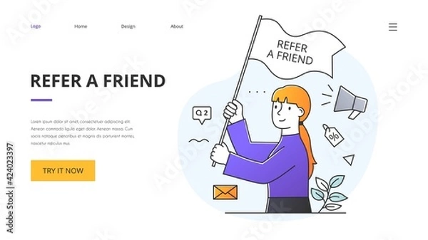 Fototapeta Refer a Friend concept for Online Marketing