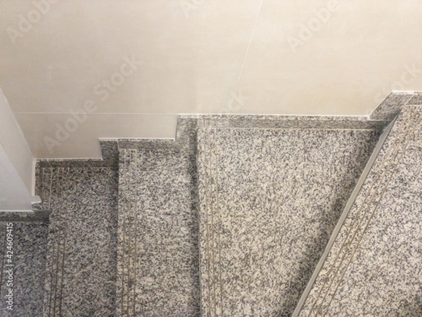 Obraz Stair steps with Non slip grooves made of granite. Grainy brown abstract background.