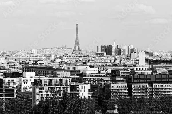 Fototapeta Eiffel tower and Butte Montmartre view