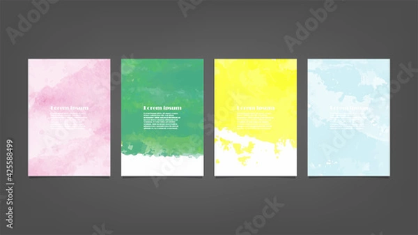 Fototapeta Set of colorful vector watercolor backgrounds for poster, brochure or flyer, Bundle of watercolor posters, flyers or cards. Banner template.