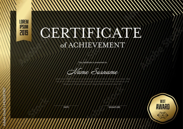 Fototapeta Modern dark golden certificate template