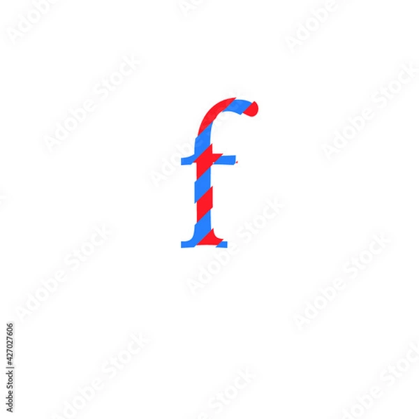 Obraz text letter f vector with cuts of two inks