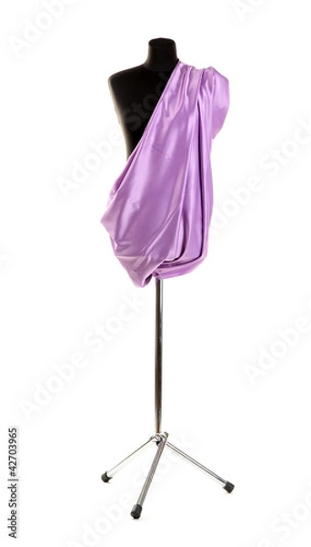 Fototapeta black mannequin with silk cloth isolated on white