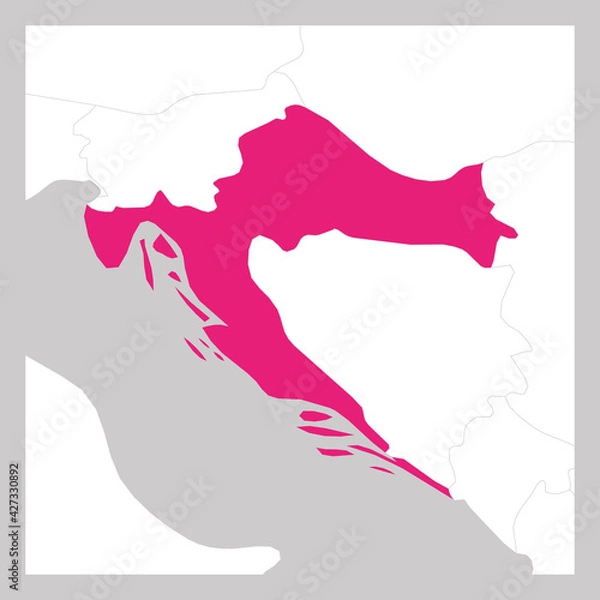 Fototapeta Map of Croatia pink highlighted with neighbor countries