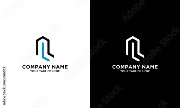 Fototapeta Letter  nl logo design vector icon