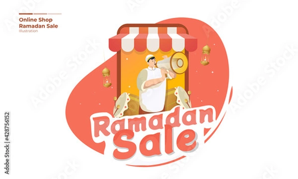 Fototapeta Online shop promotion with Ramadan sale offer