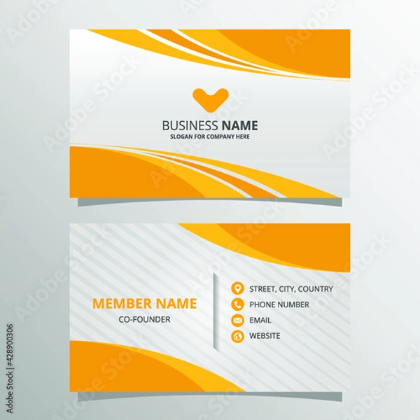 Obraz Stylish Orange Curved Business Card Template